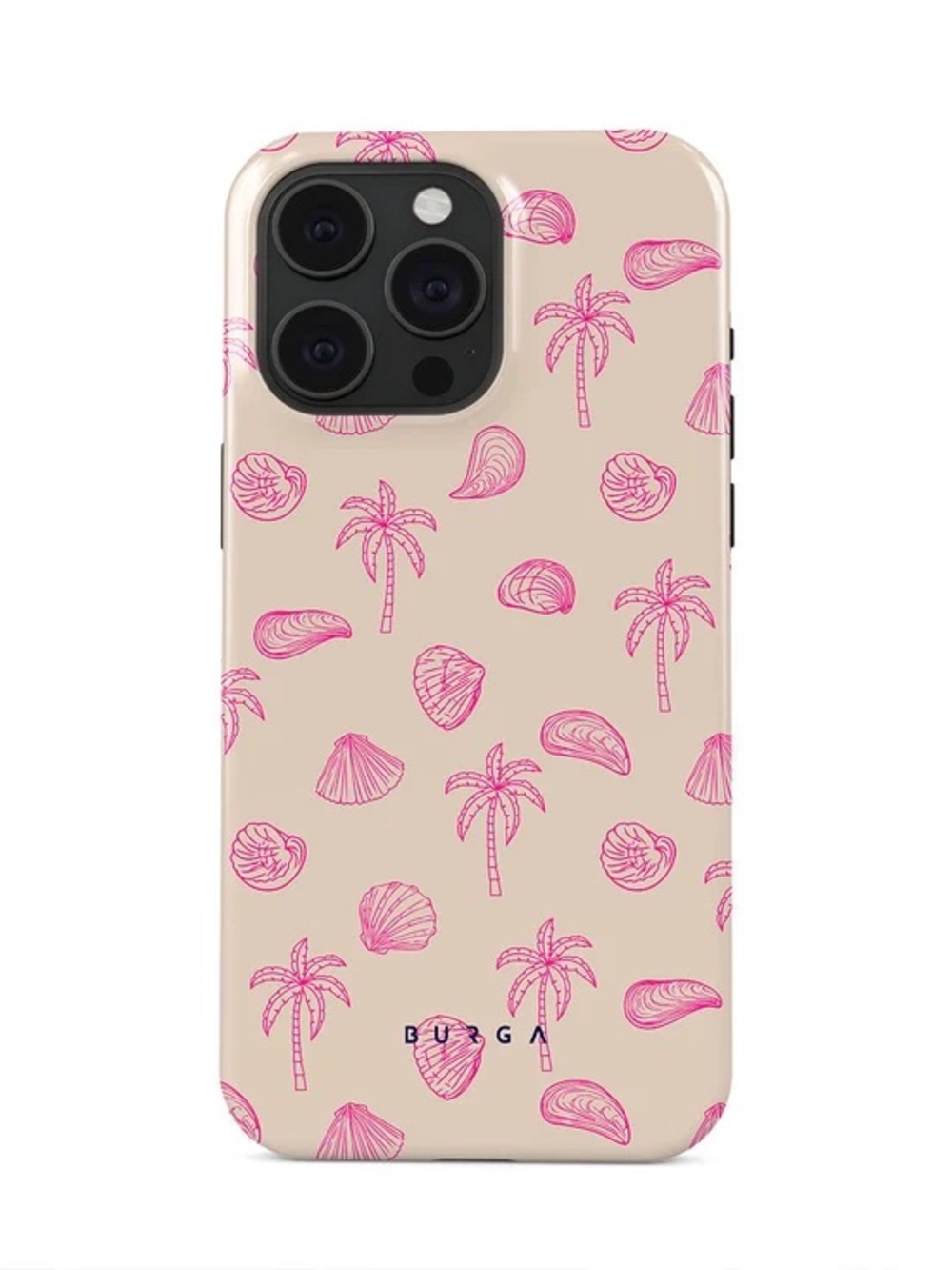 BURGA Pink Palm & Shell Beige iPhone 15 Pro Case